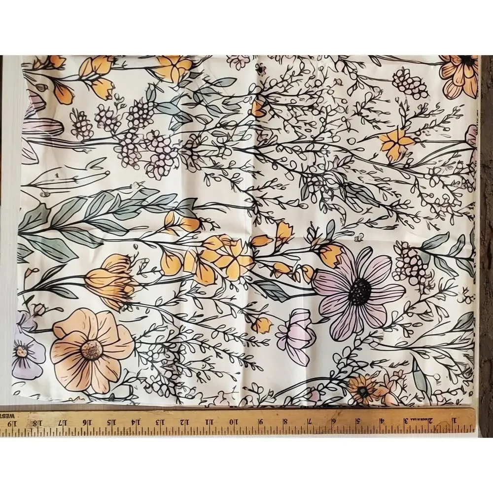 Floral Pillowcase Botanical Print Cottagecore Cream Decorative Satiny 20x30